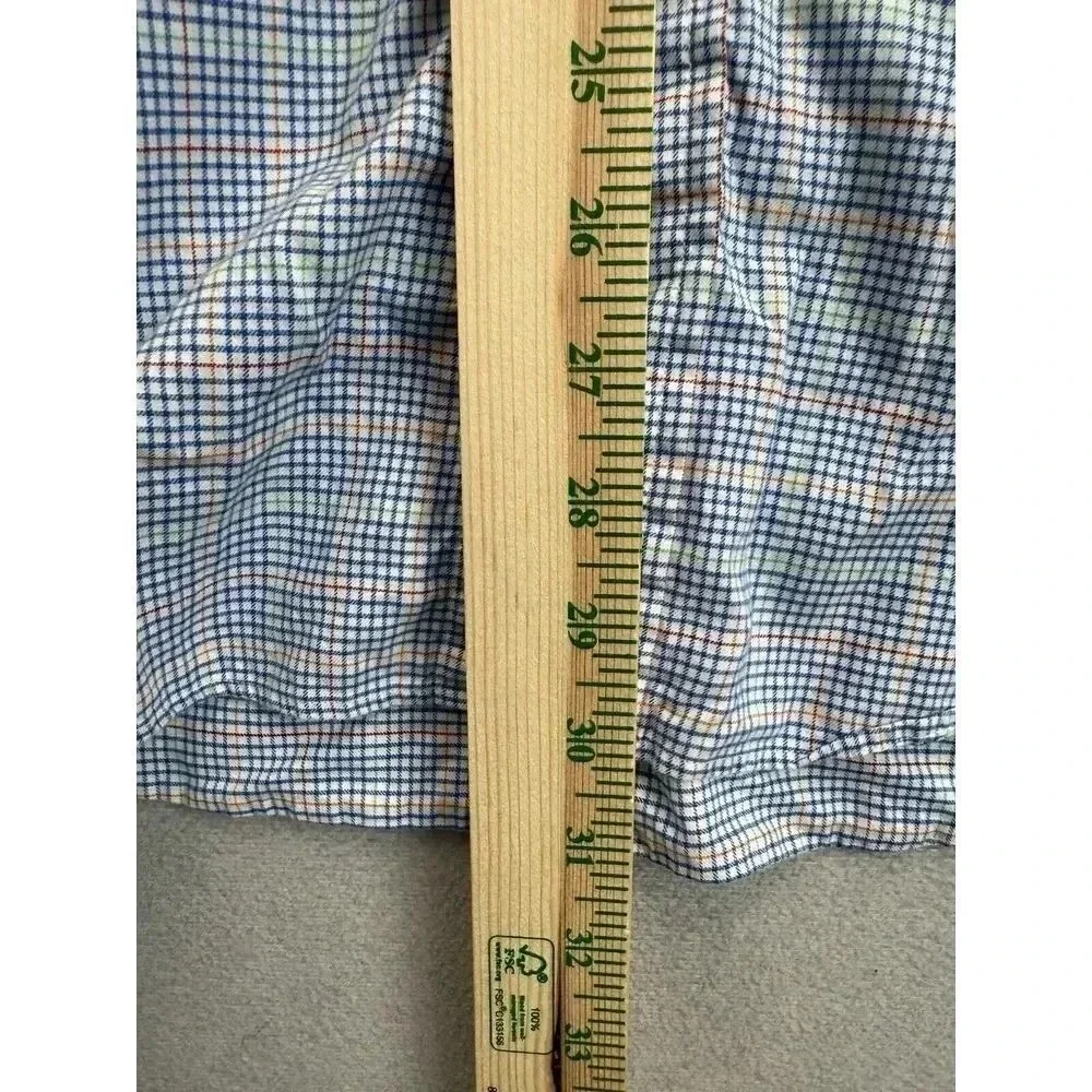 Polo Ralph Lauren Men's Sz Large Blue Plaid Long Sleeve Cotton Button Up Shirt‎